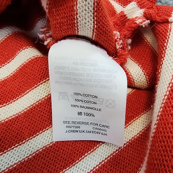 J Crew Dress Womens Medium Red Ivory Striped Knit Tunic 3/4 Sleeve Casual Pocket - Picture 12 of 14